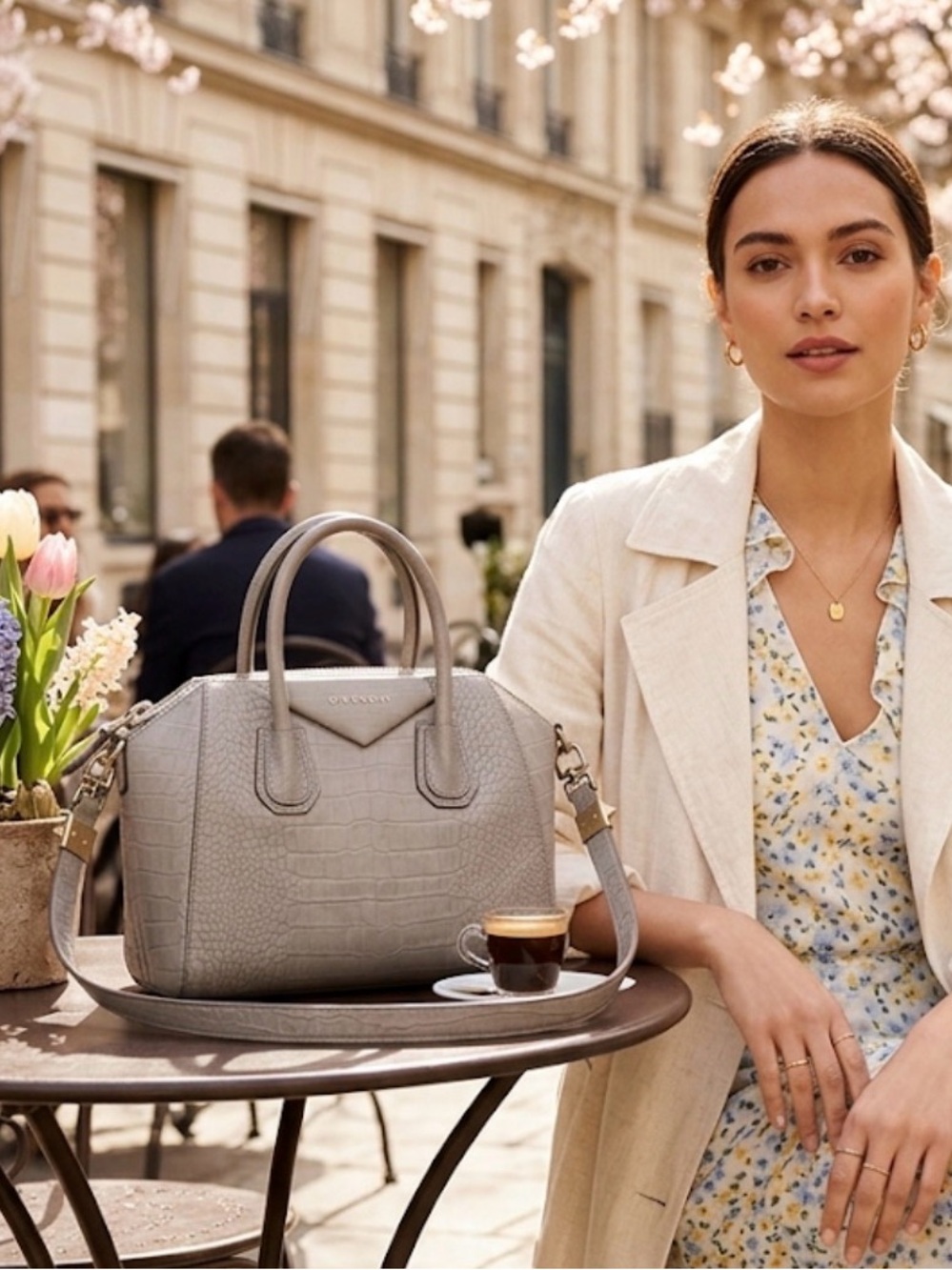 🌸Rare🌸 Givenchy Small Antigona - Elephant Grey (Taupe / Greige) Croc-Embossed